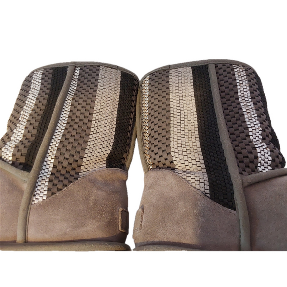 UGG Women's US 8 Woven Weave Suede Charcoal Gray Classic Short Boots 1010551 - Picture 11 of 13